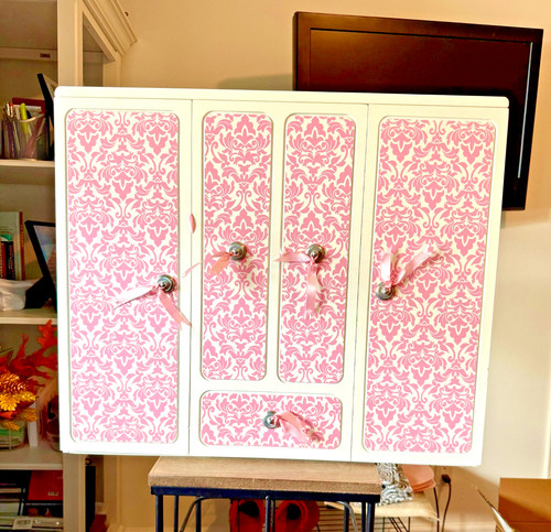 Doll closet with - vanity, mirror